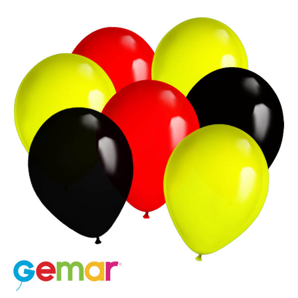 Armoedig Stoutmoedig Genealogie Bekijk Ballonnen.be - 30 ballonnen Zwart,Geel en Rood (Ook geschikt voor  Helium) en bestel direct